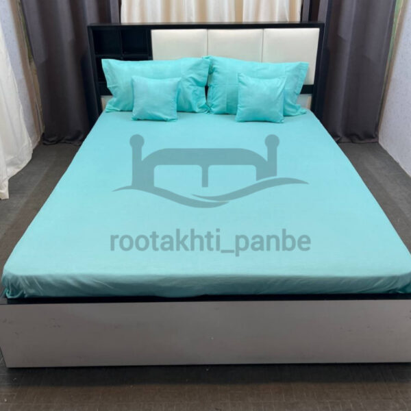 نیم ست کاوری ملحفه کشدار تشک ساده آبی فیروزه ای کد 5513