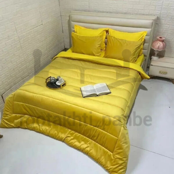 روتختی مخمل کالیفرنیا زرد خردلی یکنفره و دونفره کد 11008