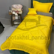 روتختی ساده یکنفره زرد و طوسی