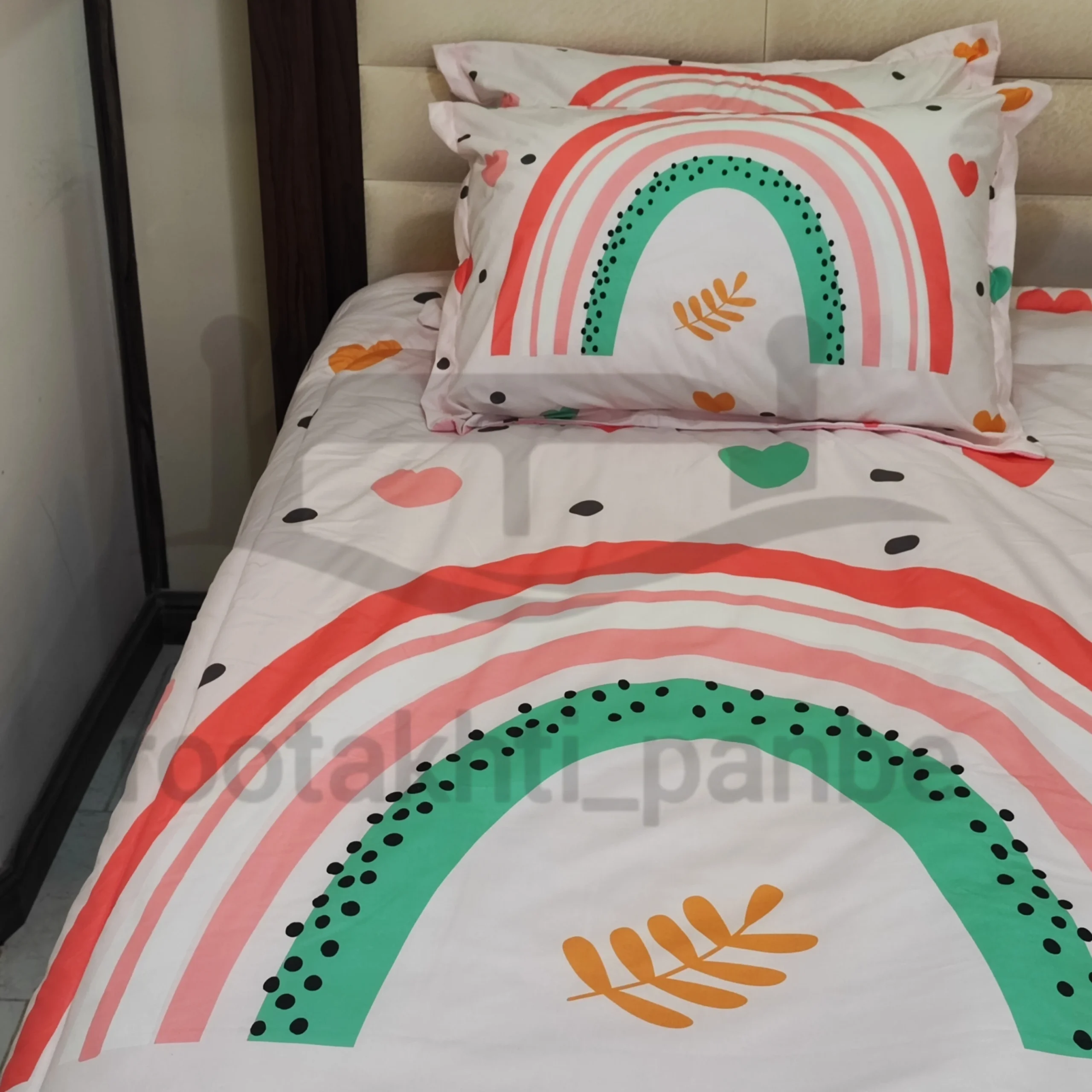 Pink rainbow 3D bedspread for girls روتختی سه بعدی رنگین کمان صورتی دخترانه