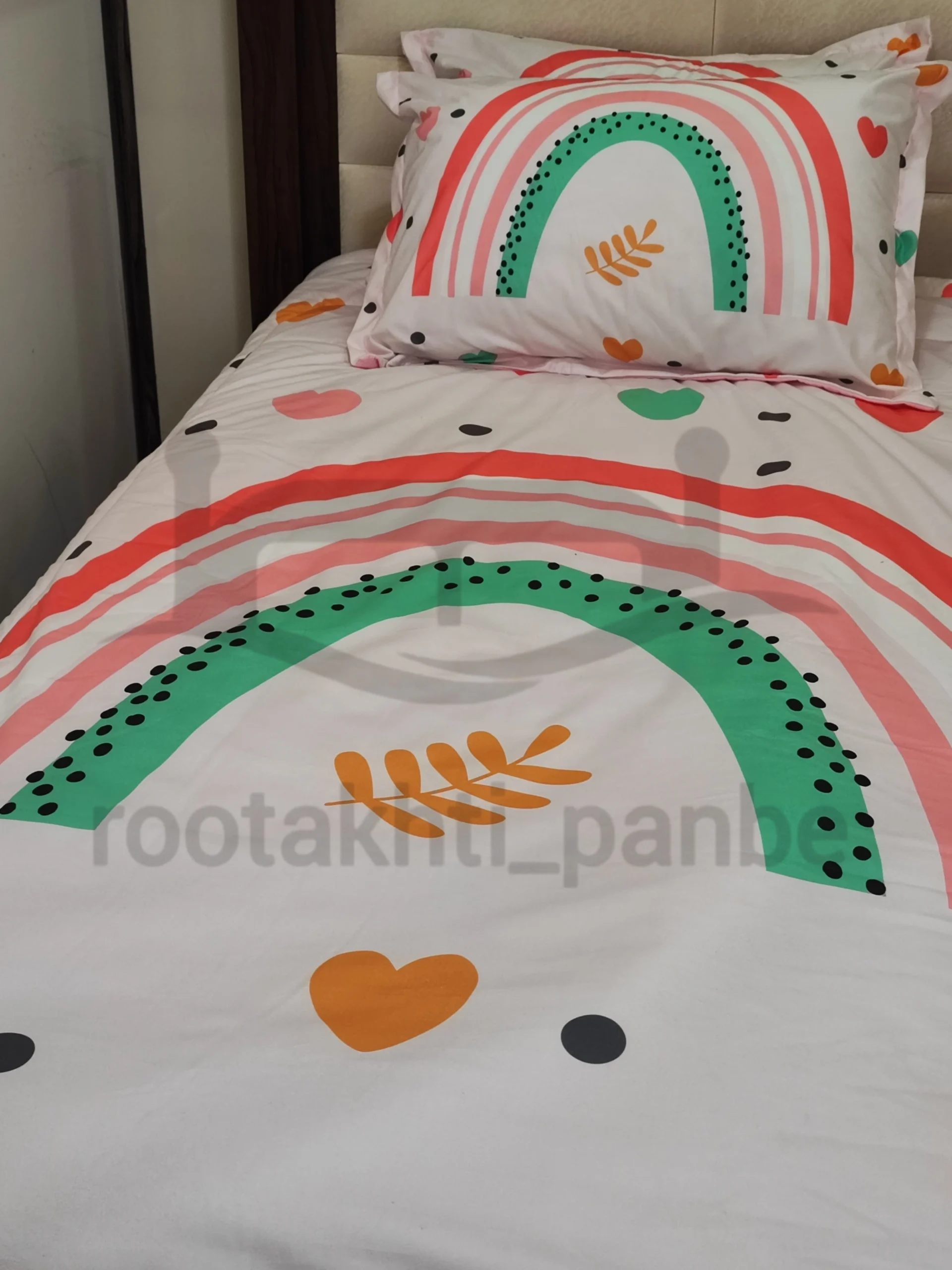 Pink rainbow 3D bedspread for girls.2