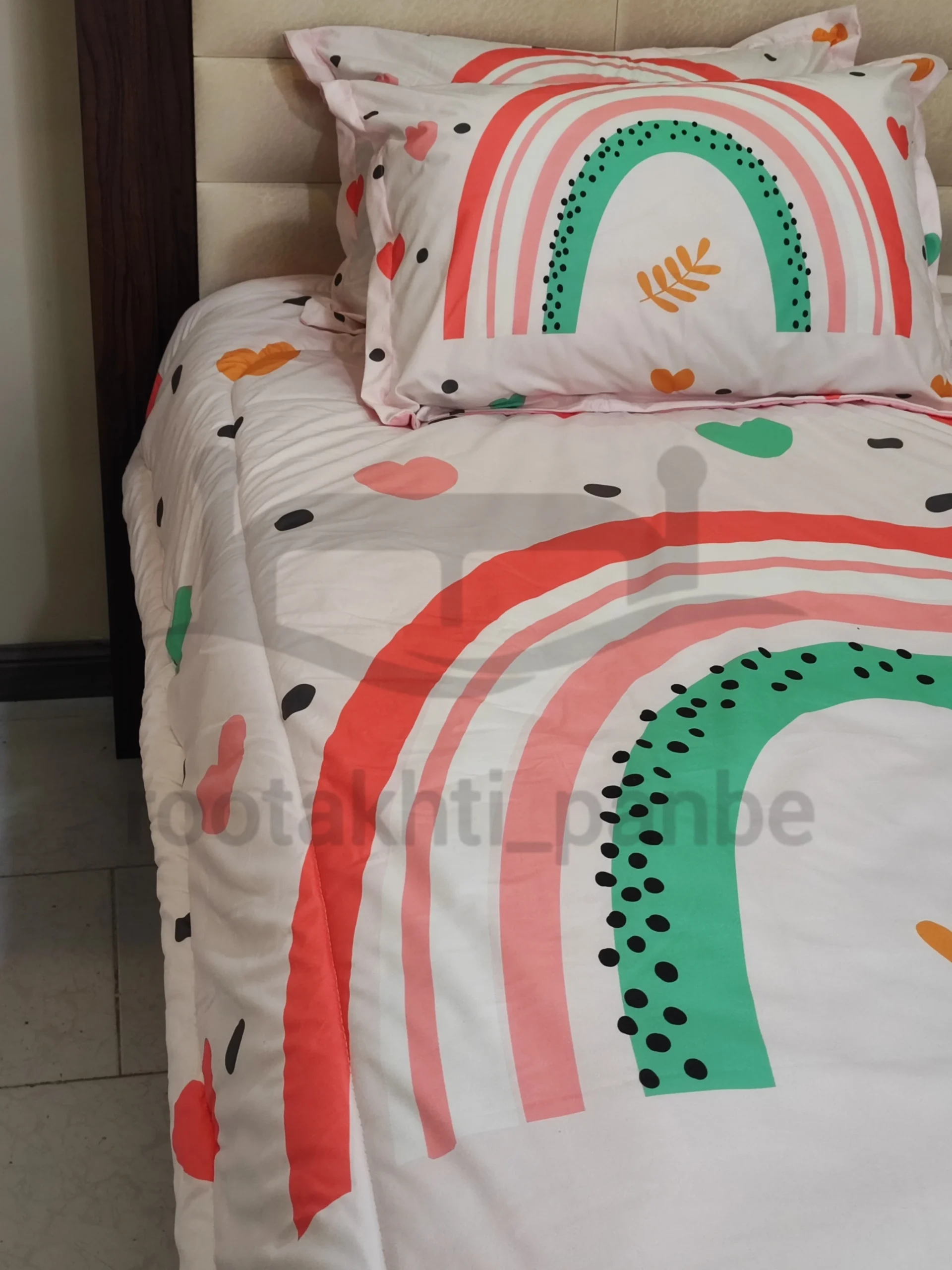 Pink rainbow 3D bedspread for girls.3