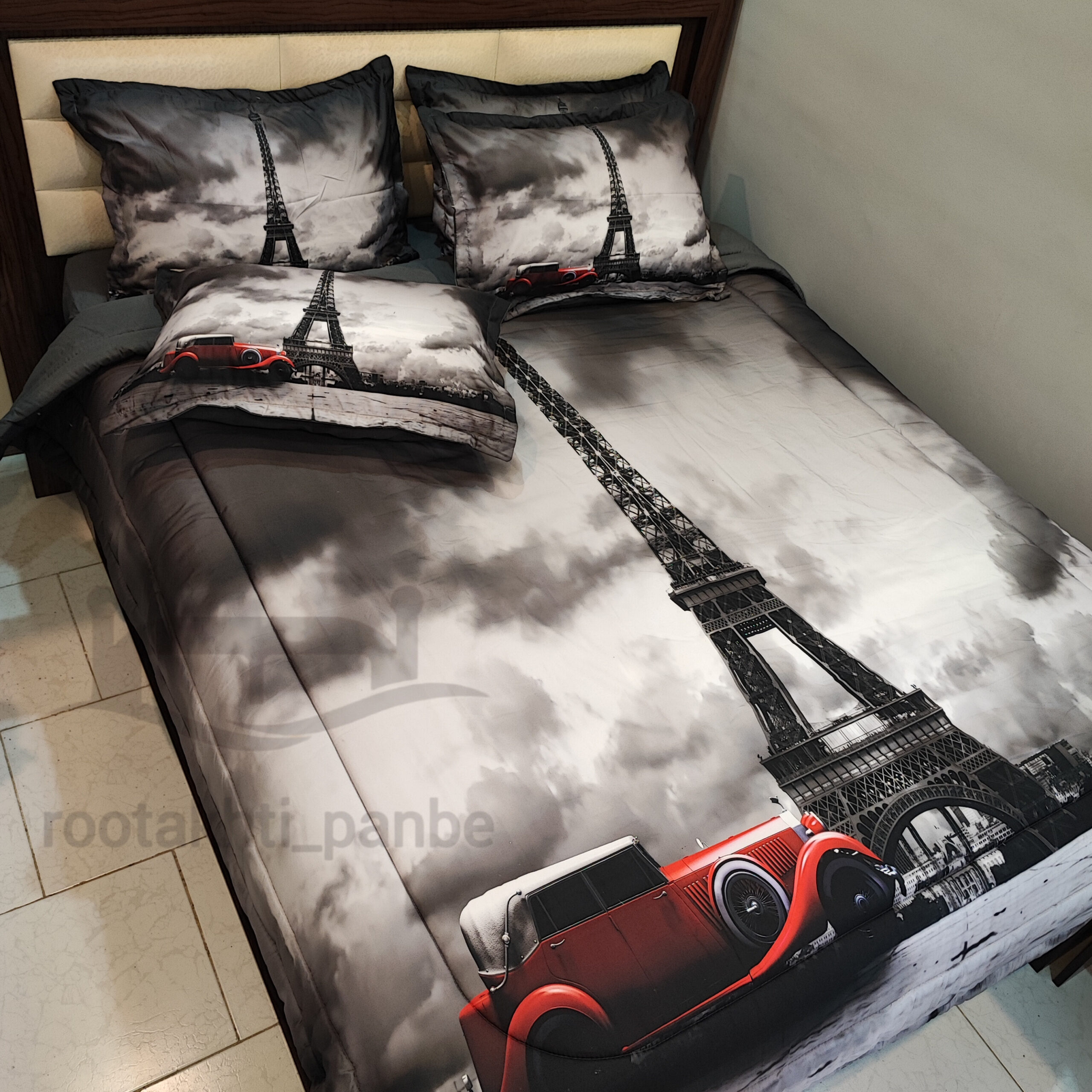 Paris Turkish 3D bedspread for single and double beds.1 روتختی سه بعدی برج ایفل ترک یکنفره و دونفره کد 34515